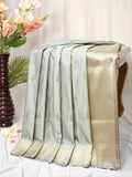 Banarasi Mushru Katan Silk Saree – Pastel Mint Green