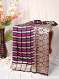 Purple Leheriya Banarasi Mushru Katan Silk Saree