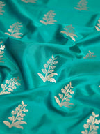 Banarasi Mushru Katan Silk Saree – Turquoise Teal