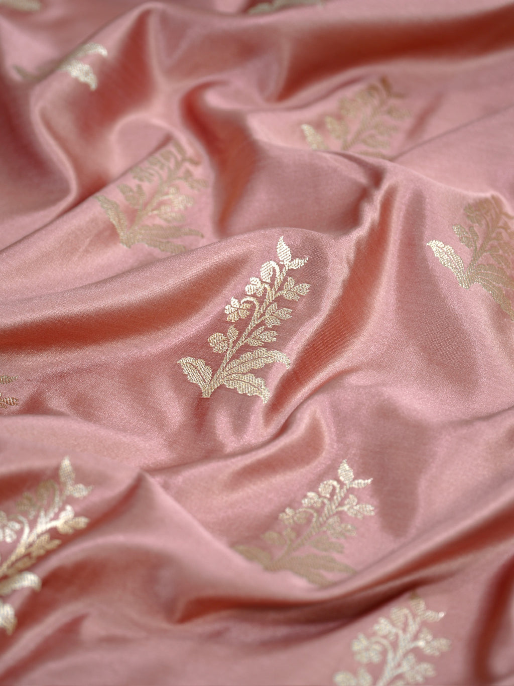 Banarasi Mushru Katan Silk Saree – Dusty Rose Pink
