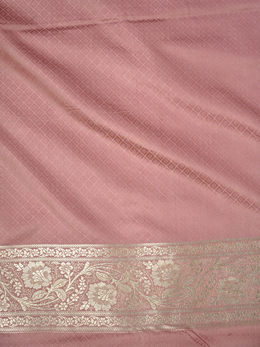Banarasi Mushru Katan Silk Saree – Dusty Rose Pink
