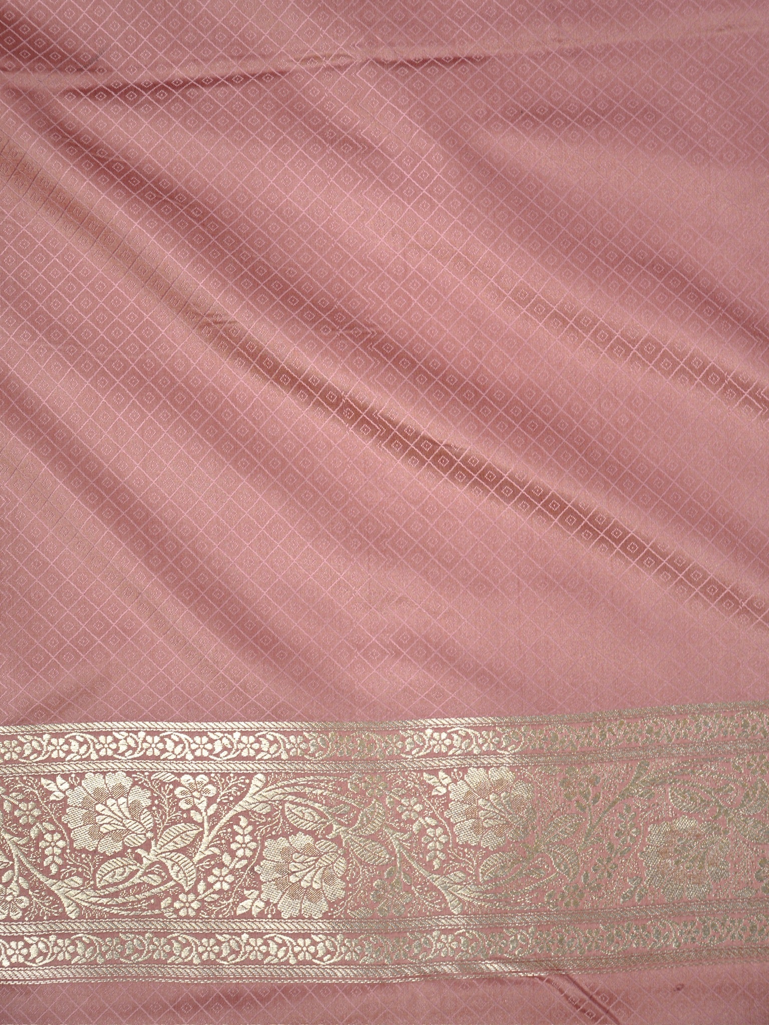 Banarasi Mushru Katan Silk Saree – Dusty Rose Pink