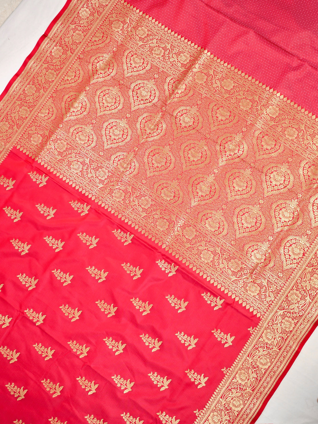 Banarasi Mushru Katan Silk Saree – Red
