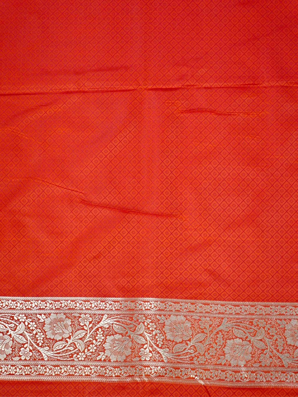 Banarasi Mushru Katan Silk Saree – Bright Orange
