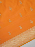 Banarasi Mushru Katan Silk Saree – Orange