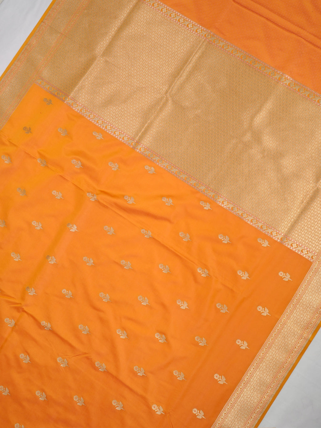 Banarasi Mushru Katan Silk Saree – Orange
