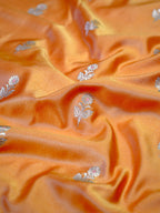 Banarasi Mushru Katan Silk Saree – Orange