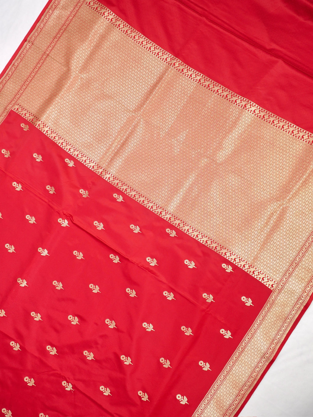 Crimson Red Banarasi Mushru Katan Silk Saree