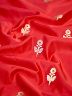 Crimson Red Banarasi Mushru Katan Silk Saree