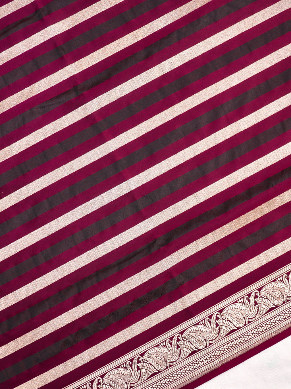 Wine Red Leheriya Banarasi Mushru Katan Silk Saree