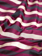 Wine Red Leheriya Banarasi Mushru Katan Silk Saree