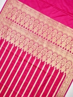 Hot Pink Leheriya Banarasi Mushru Katan Silk Saree