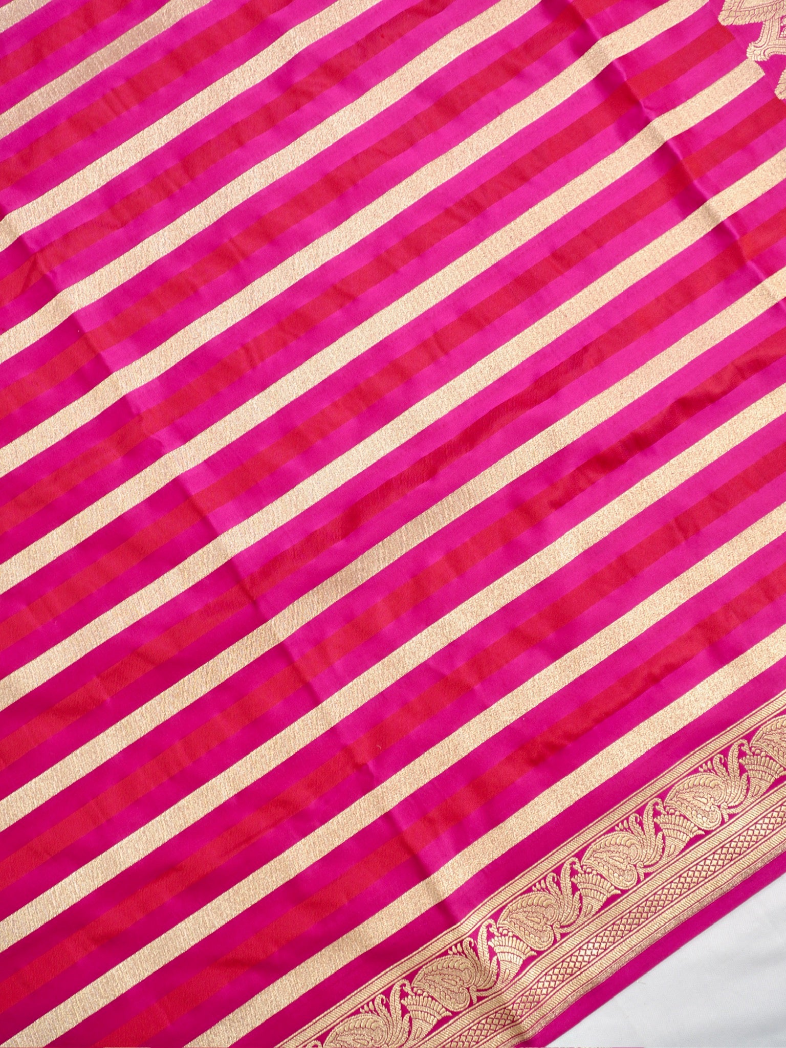Hot Pink Leheriya Banarasi Mushru Katan Silk Saree