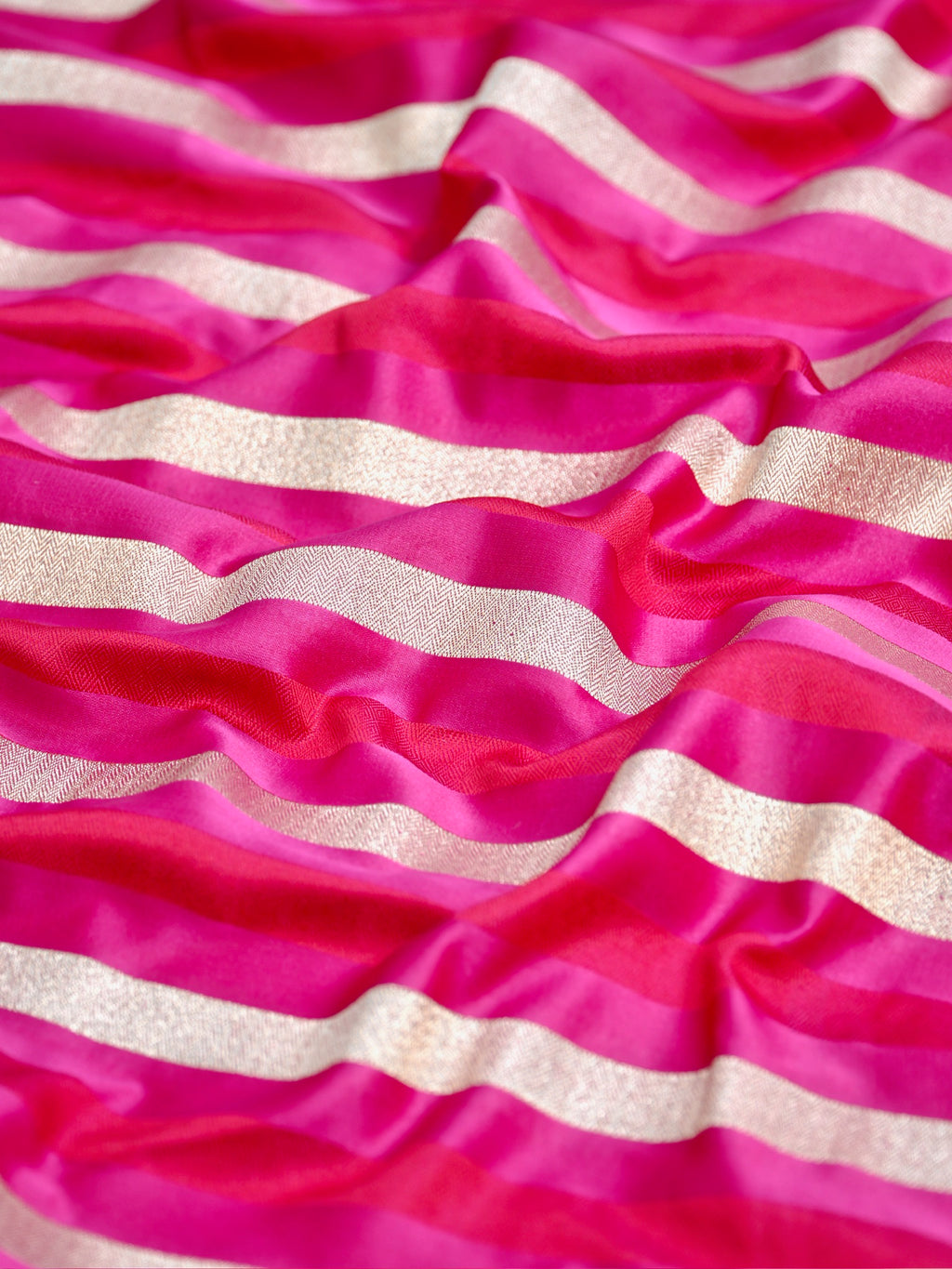 Hot Pink Leheriya Banarasi Mushru Katan Silk Saree