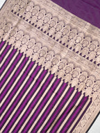 Purple Leheriya Banarasi Mushru Katan Silk Saree