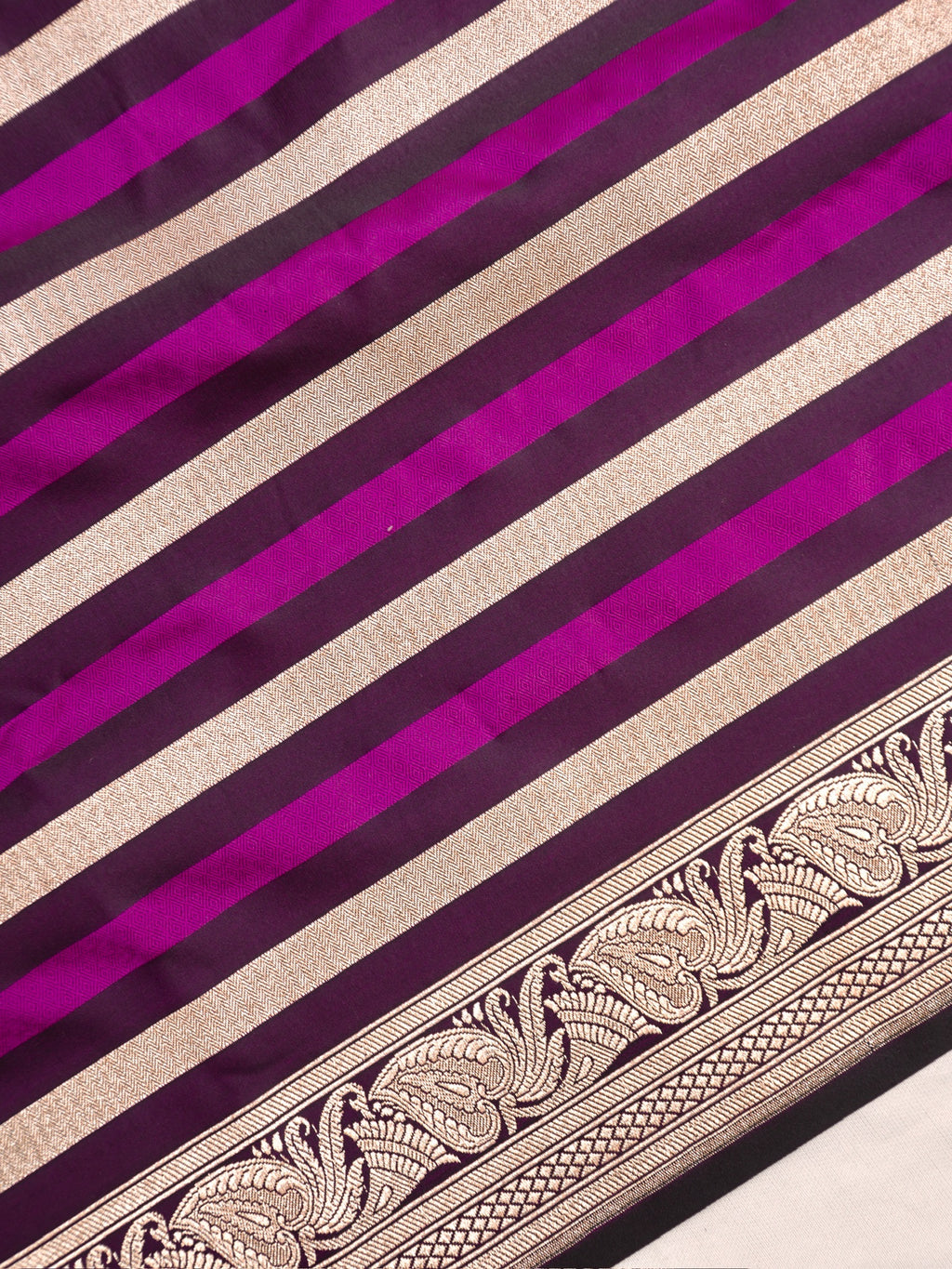 Purple Leheriya Banarasi Mushru Katan Silk Saree