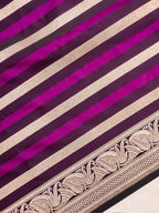 Purple Leheriya Banarasi Mushru Katan Silk Saree