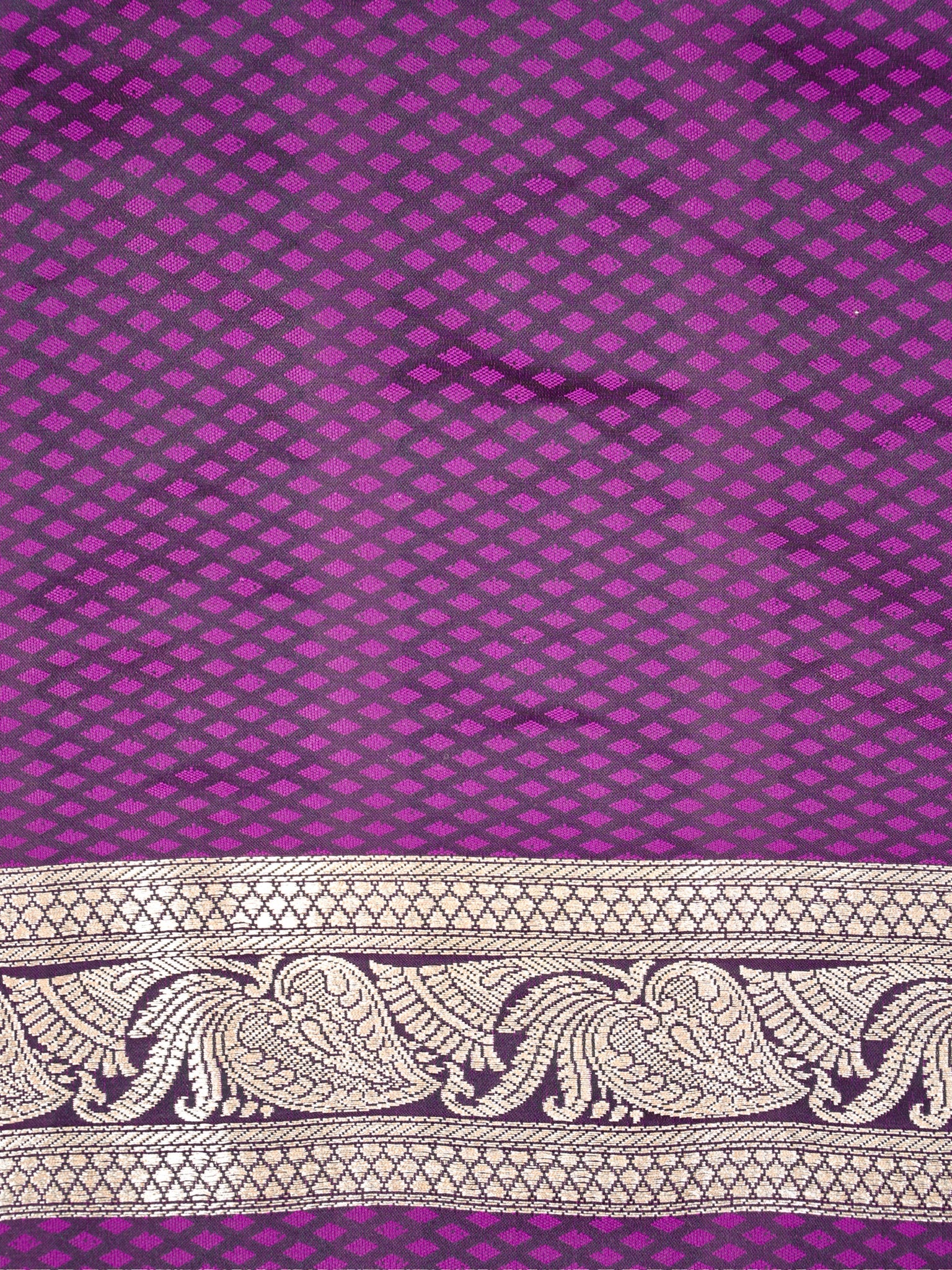 Purple Leheriya Banarasi Mushru Katan Silk Saree