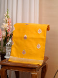 Banarasi Pure Mushru Katan Silk Kadhuva Weaving Saree with Meenakari Work-Golden Yellow