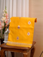 Banarasi Pure Mushru Katan Silk Kadhuva Weaving Saree with Meenakari Work-Golden Yellow