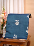 Banarasi Pure Mushru Katan Silk Kadhuva Handloom Saree in Peacock Teal Blue