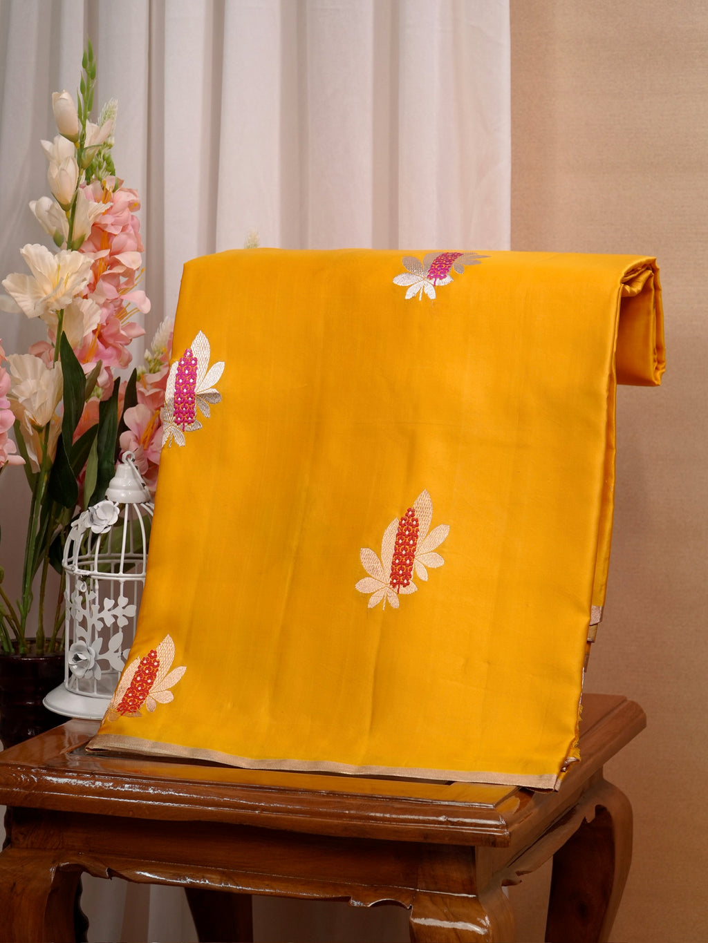 Banarasi Pure Mushru Katan Silk Saree with Minakari -Mustard Yellow