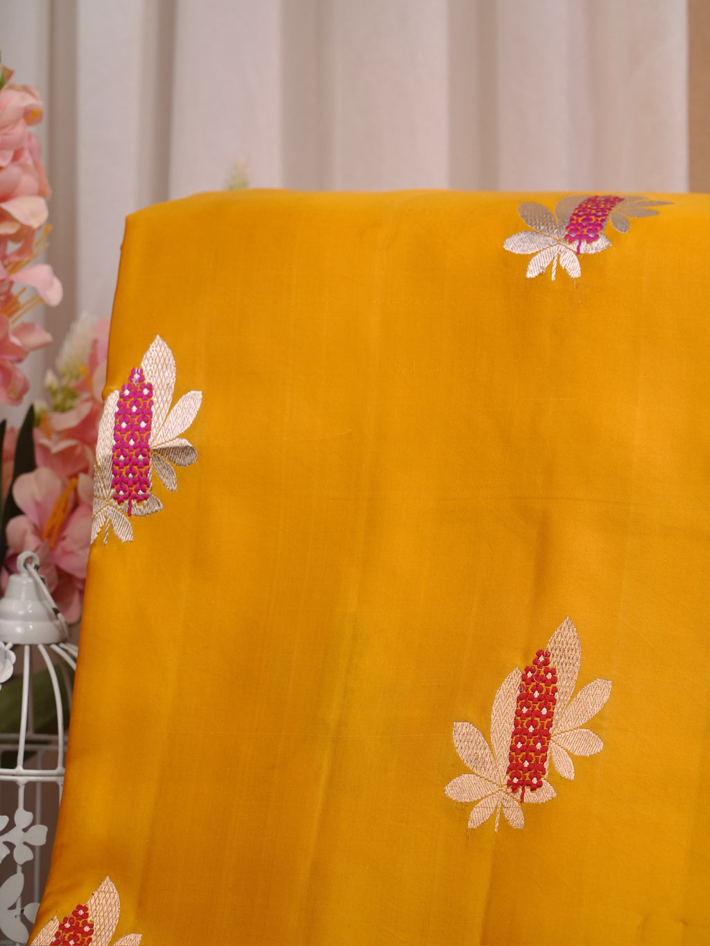 Banarasi Pure Mushru Katan Silk Saree with Minakari -Mustard Yellow