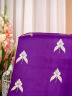 Banarasi Pure Mushru Katan Silk Saree with Silver Zari Kadhuva Weave-Royal Purple