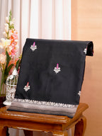 Classic Black Banarasi Pure Mushru Katan Silk Saree with Minakari & Kadhuva Weave
