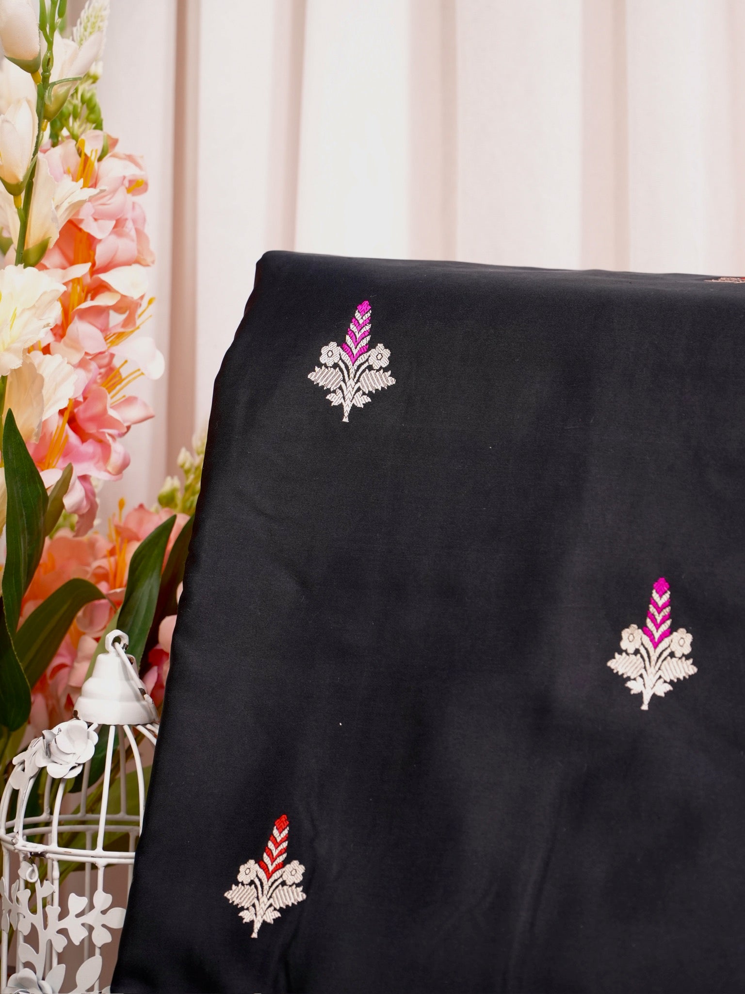Classic Black Banarasi Pure Mushru Katan Silk Saree with Minakari & Kadhuva Weave