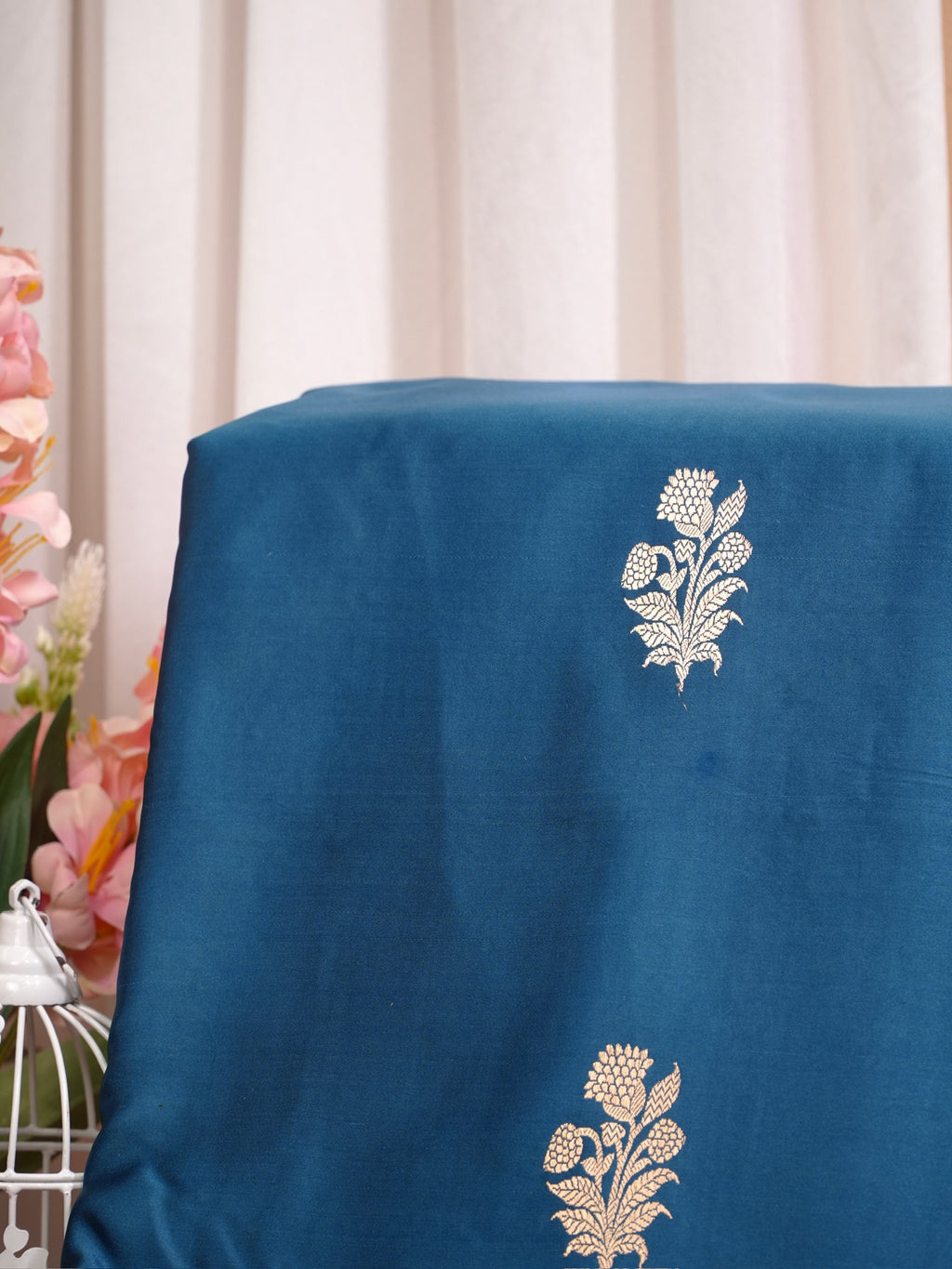 Banarasi Pure Mushru Katan Silk Saree with Kadhuva Weave -Classic Ocean Blue