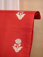 Banarasi Pure Mushru Katan Silk Saree with Kadhuva Weave-Crimson Red