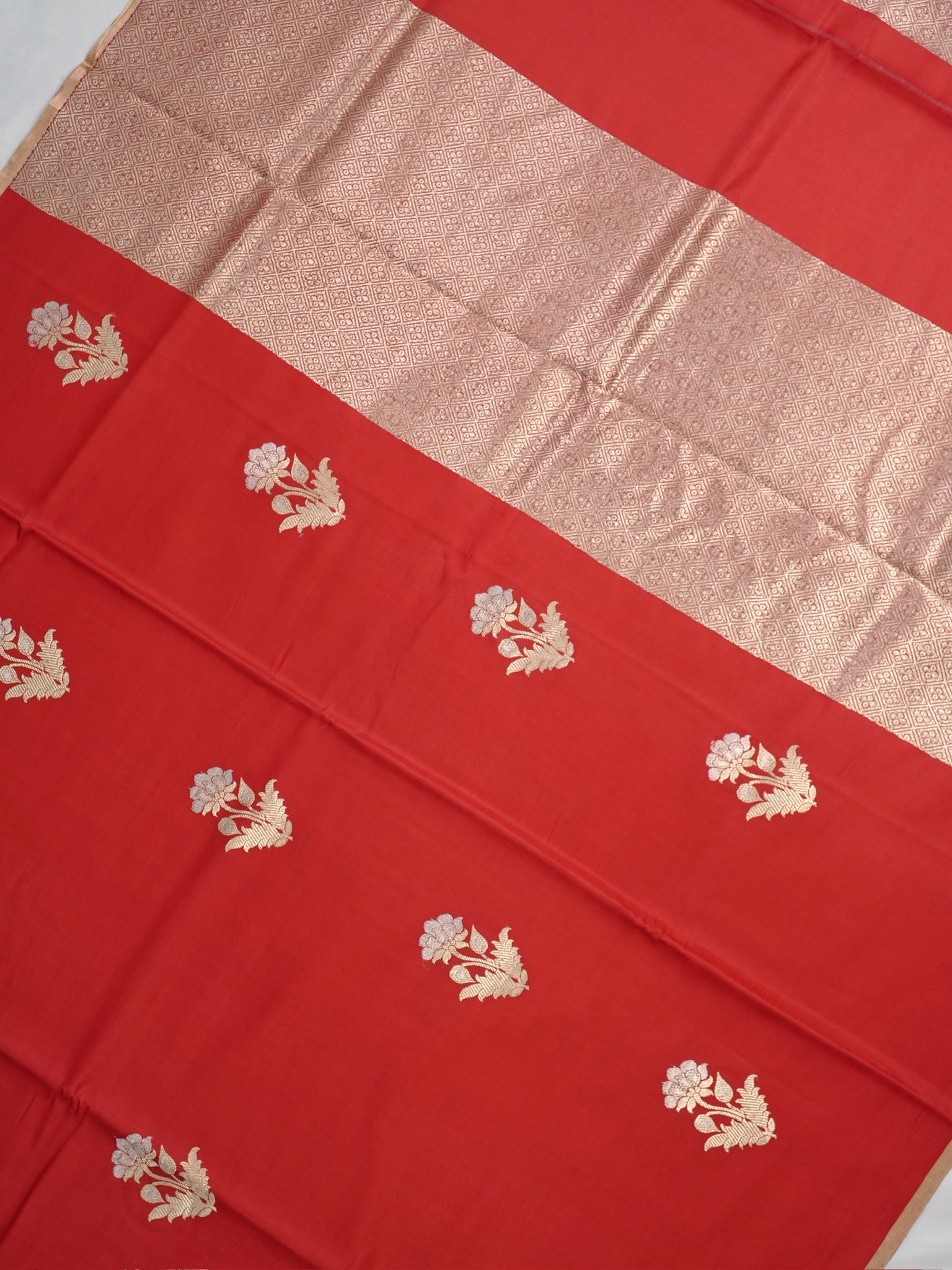Banarasi Pure Mushru Katan Silk Saree with Kadhuva Weave-Crimson Red