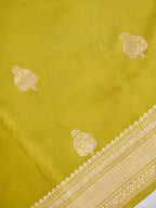 Banarasi Pure Mushru Katan Silk Saree with Kadhuva Weave-Olive Green