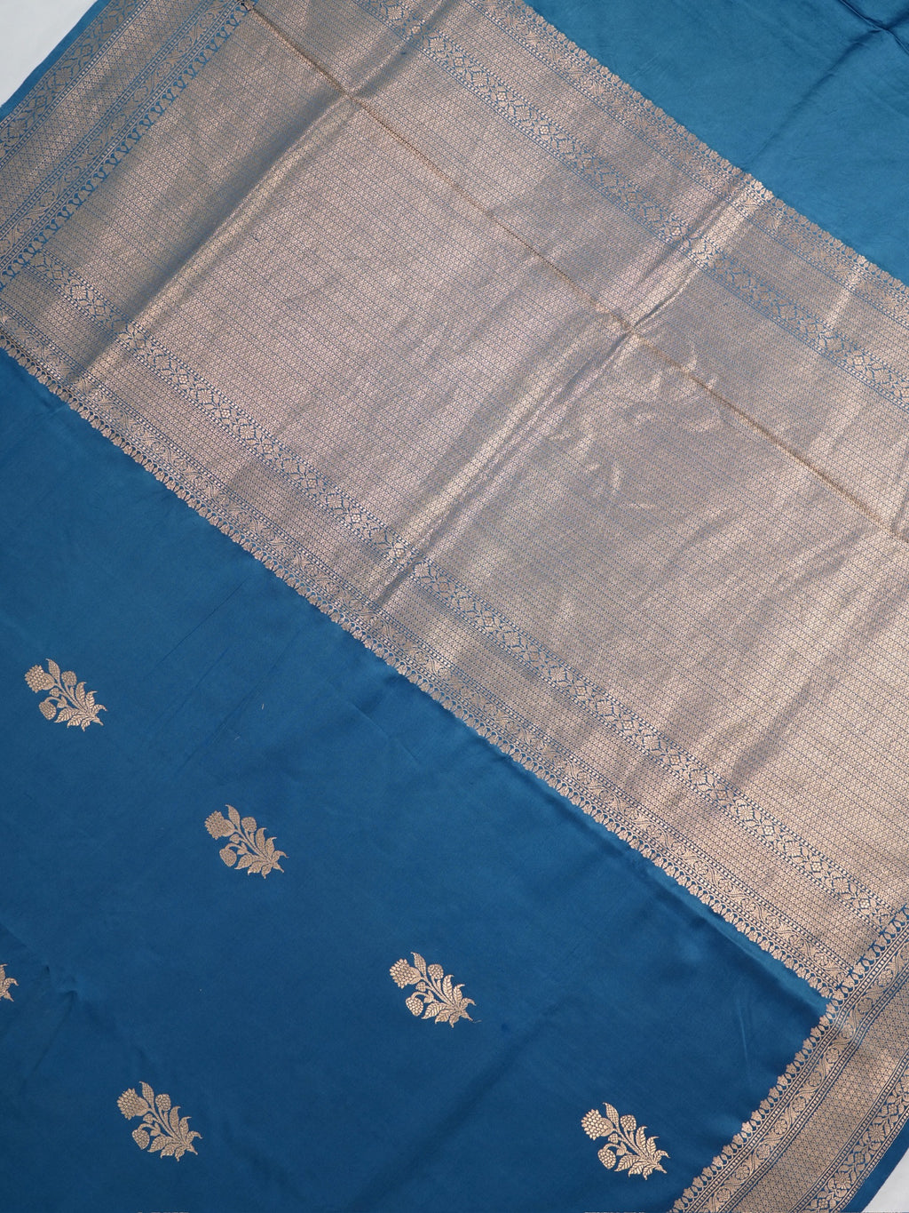Banarasi Pure Mushru Katan Silk Saree with Kadhuva Weave -Classic Ocean Blue