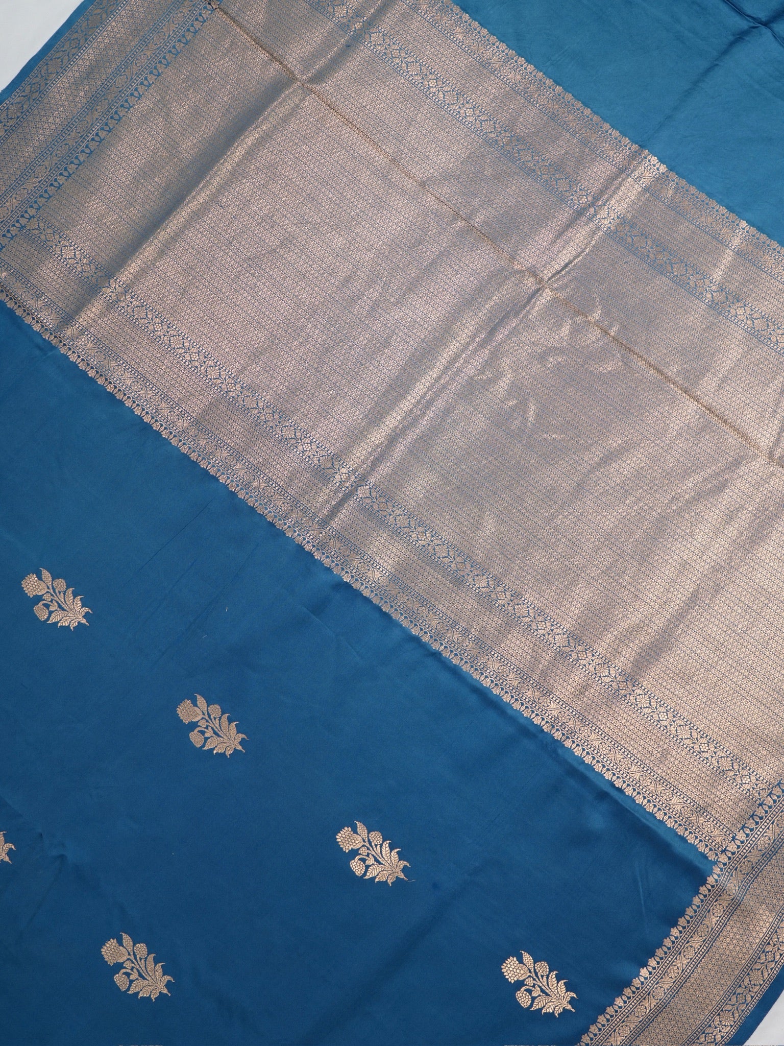 Banarasi Pure Mushru Katan Silk Saree with Kadhuva Weave -Classic Ocean Blue
