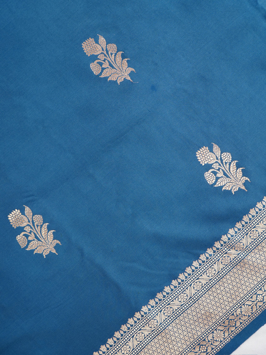 Banarasi Pure Mushru Katan Silk Saree with Kadhuva Weave -Classic Ocean Blue
