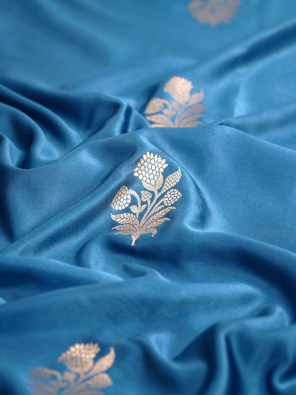 Banarasi Pure Mushru Katan Silk Saree with Kadhuva Weave -Classic Ocean Blue