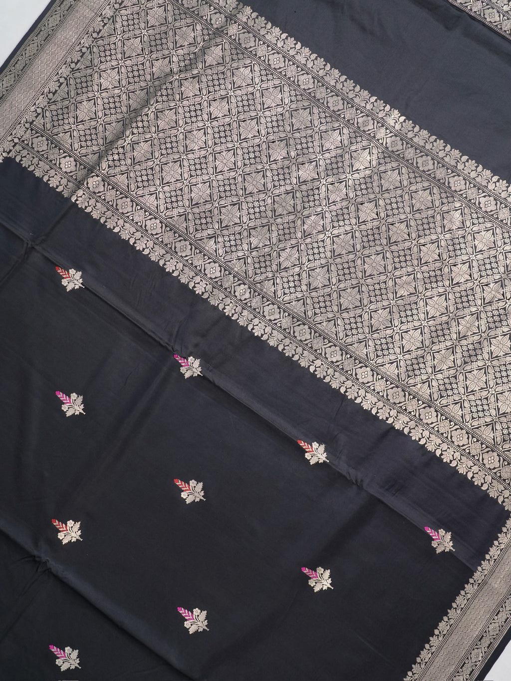 Classic Black Banarasi Pure Mushru Katan Silk Saree with Minakari & Kadhuva Weave