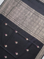 Classic Black Banarasi Pure Mushru Katan Silk Saree with Minakari & Kadhuva Weave