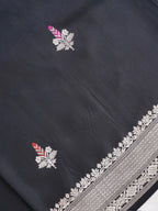 Classic Black Banarasi Pure Mushru Katan Silk Saree with Minakari & Kadhuva Weave