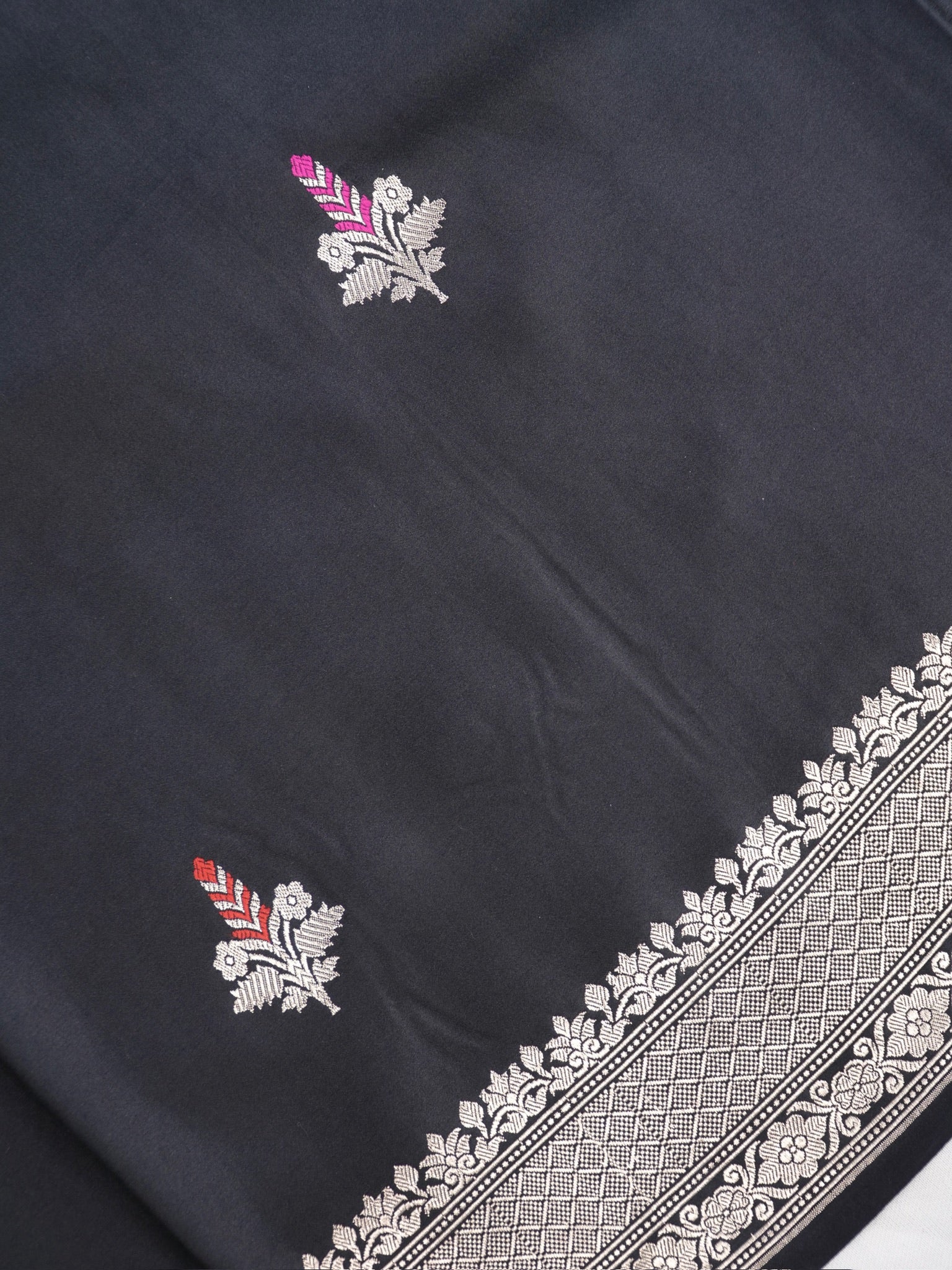 Classic Black Banarasi Pure Mushru Katan Silk Saree with Minakari & Kadhuva Weave