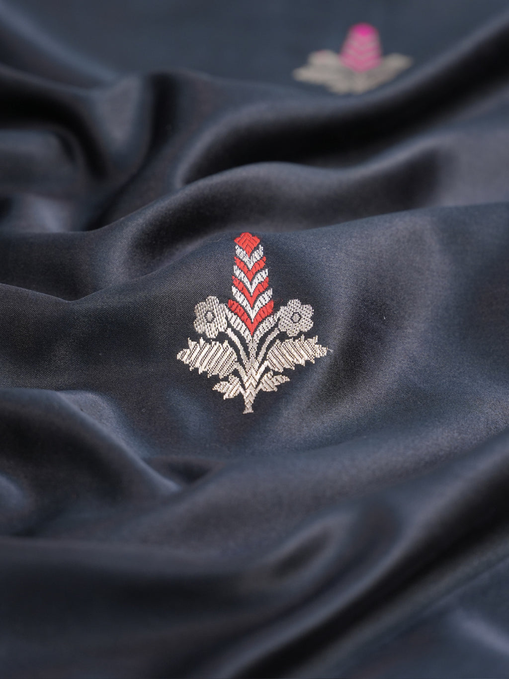 Classic Black Banarasi Pure Mushru Katan Silk Saree with Minakari & Kadhuva Weave