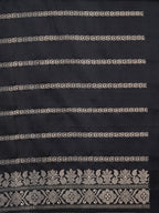Classic Black Banarasi Pure Mushru Katan Silk Saree with Minakari & Kadhuva Weave