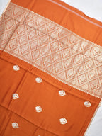 Banarasi Pure Mushru Katan Silk Saree with Kadhuva Weave-Rust Orange
