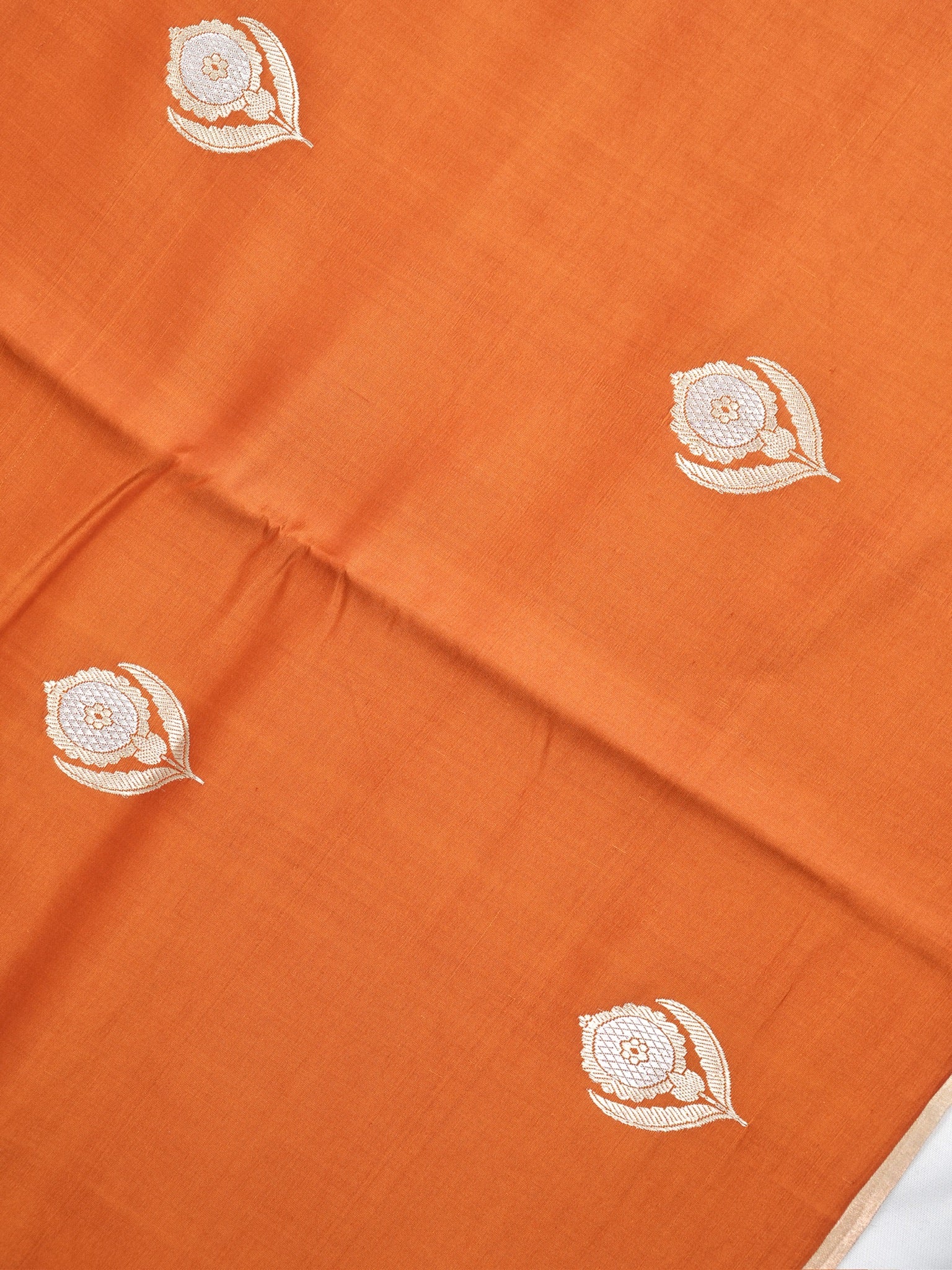 Banarasi Pure Mushru Katan Silk Saree with Kadhuva Weave-Rust Orange