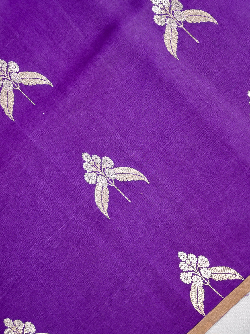 Banarasi Pure Mushru Katan Silk Saree with Silver Zari Kadhuva Weave-Royal Purple