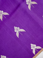 Banarasi Pure Mushru Katan Silk Saree with Silver Zari Kadhuva Weave-Royal Purple