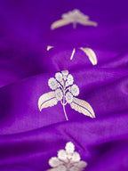 Banarasi Pure Mushru Katan Silk Saree with Silver Zari Kadhuva Weave-Royal Purple