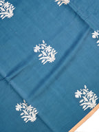 Banarasi Pure Mushru Katan Silk Kadhuva Handloom Saree in Peacock Teal Blue